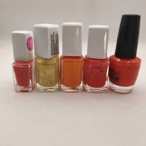 Set of 5 nail polishes OPI and Erre Due used, bright summer colors