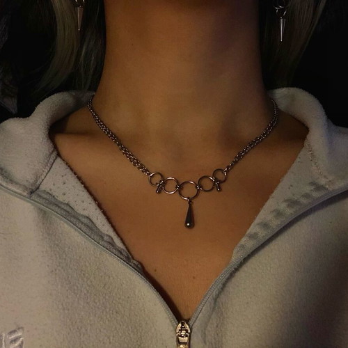 Handmade stainless steel punk necklace new silver color