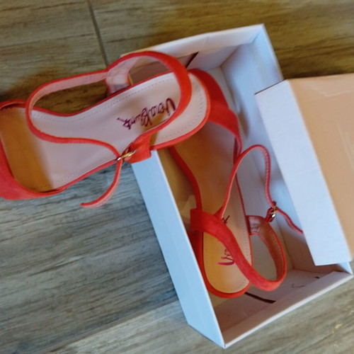 Vera Blum suede sandals with block heel, orange