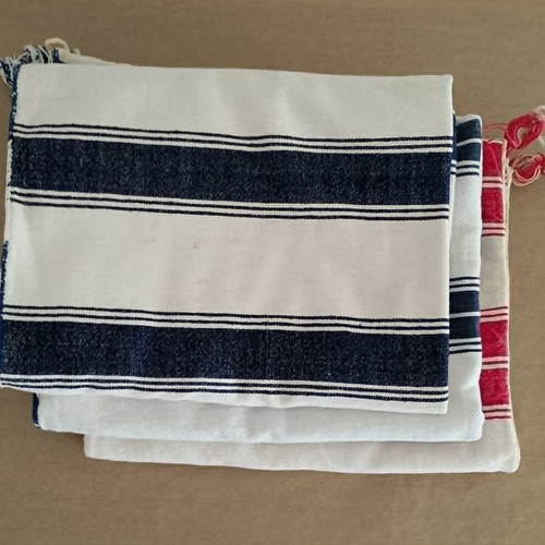 Authentic Cretan vourgies white with blue and red stripes, used