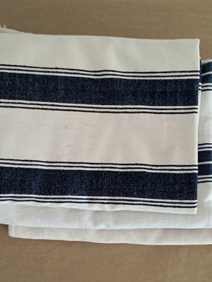 Authentic Cretan vourgies white with blue and red stripes, used