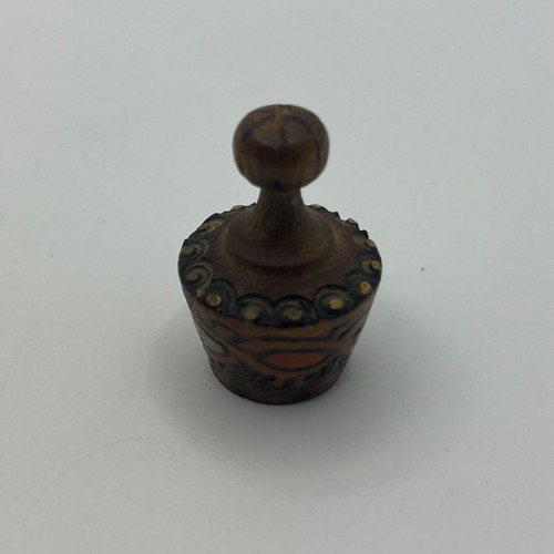 Bulgarian decorative flask used, wooden mini