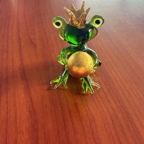 Handmade glass Frog Prince figurine like new