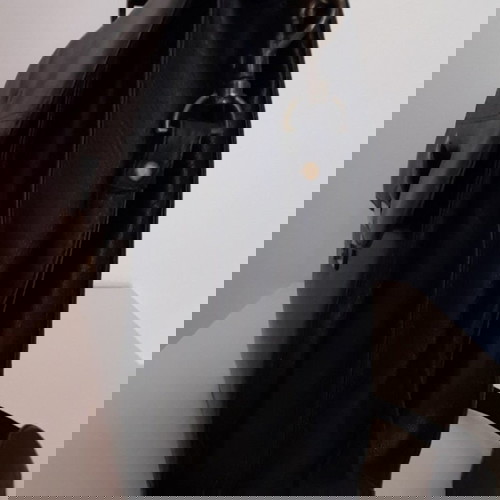 Δερμάτινη αντρική τσάντα ώμου μεταχειρισμένη, μαύρη, 35x27 cm