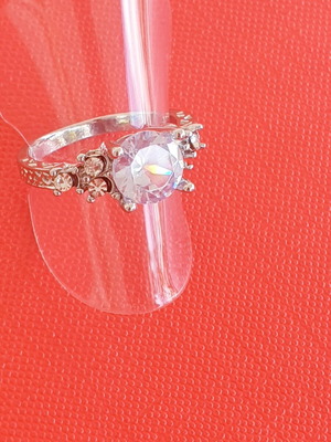 Ring stainless steel 316 with white zircon size 54 like new