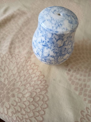 Ceramic pepper shaker used, sea blue white