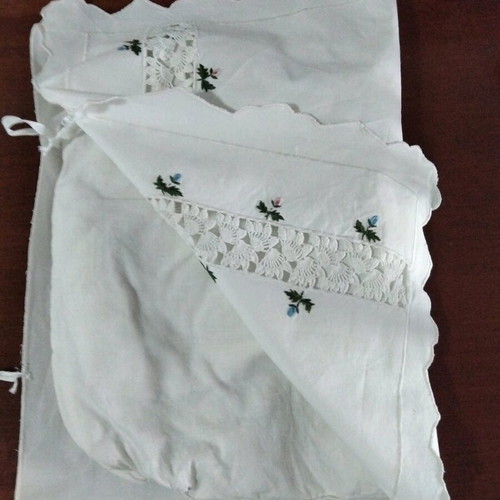 Handmade Vintage Baby Heirloom Set 1979 with Embroidered Pillowcase