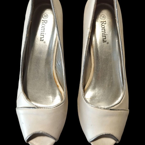 Women’s platform shoes with cork heel used, white, size 39