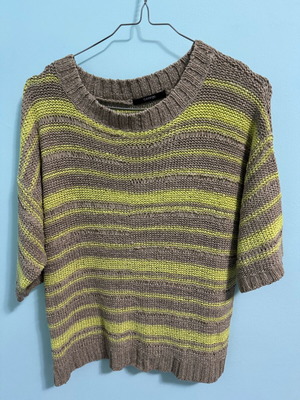 George ριγέ oversized πλεκτό μεταχειρισμένο, neon lime και taupe