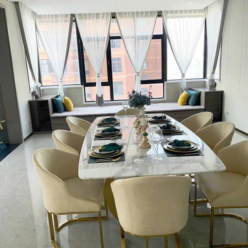 Modern beige dining chair set of 6, new