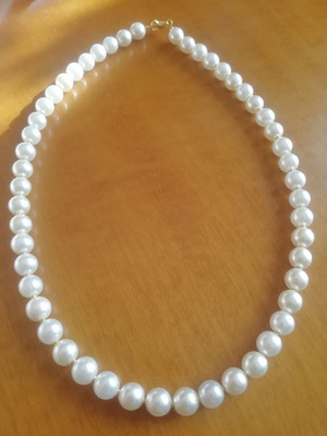 Κολιέ με πέρλες καινούργιο, τεχνητά μαργαριτάρια, επιχρυσωμένο ατσάλι