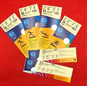 Εισιτήρια (6x) Ολυμπιακών Αγώνων ΑΘΗΝΑ 2004, Πετοσφαίριση, Μπιτς Βόλευ, Αντιπτέριση, Μπάσκετ & 2 Στίβος