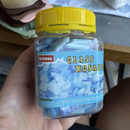 Glass Mosaic Pieces like new, blue and white for DIY crafts
