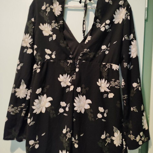 Boho black dress with flowers new