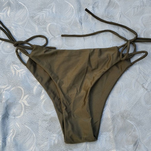 Bikini Bottom new, adjustable side ties, olive color, size M–L