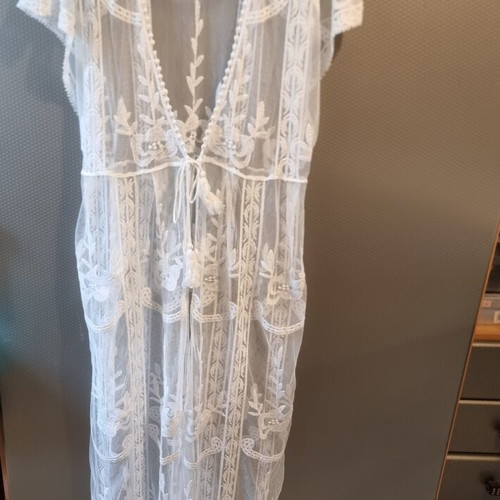 Reserved long transparent kimono caftan white like new L-XL
