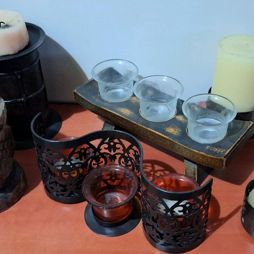 Candlestick set used, 8 pieces