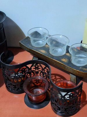 Candlestick set used, 8 pieces