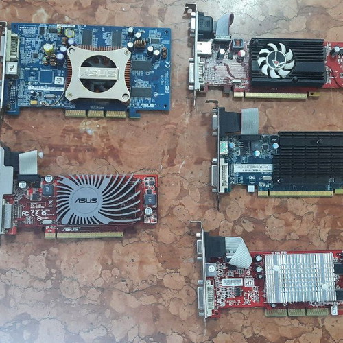 Vintage GPU graphics cards GeForce and Radeon set used