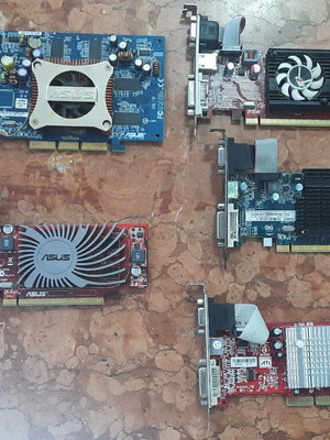 Vintage GPU graphics cards GeForce and Radeon set used