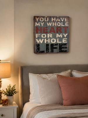 Wooden decorative wall art vintage rustic style like new