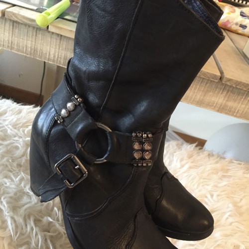 Handmade leather western ankle boots size 37, black