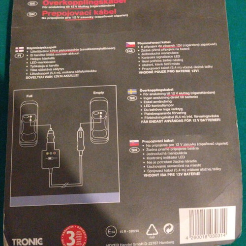 Tronic H-3031 Car Battery Charging Cable new