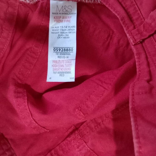 Marks and Spencer Cargo Pants like new, red, boys 13-14 years