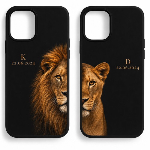 Phone cases for couples new, personalized with initials and date