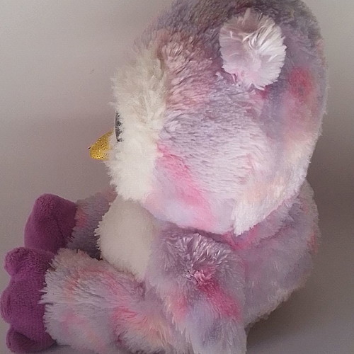 Bauer plush owl used, mobile phone holder 18 cm