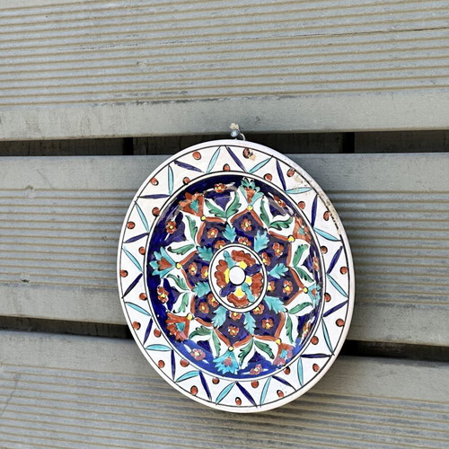 Handmade Decorative Ceramic Plate Ikaros Rhodes used, traditional floral design