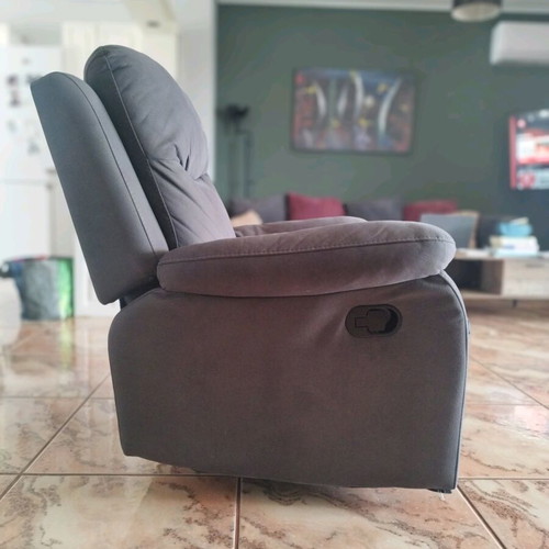 Recliner armchair graphite gray, like new, ecoleather fabric