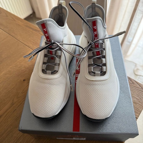 Prada sneakers used, size 37, white with stain