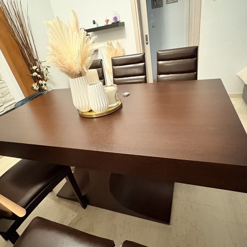 Wooden dining table with 6 chairs