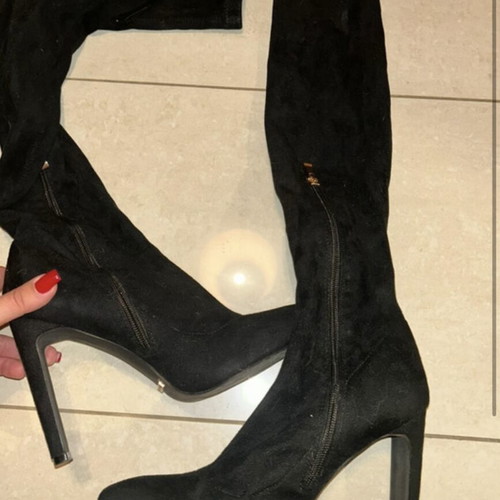 Suede high boots over the knee size 37 like new, black