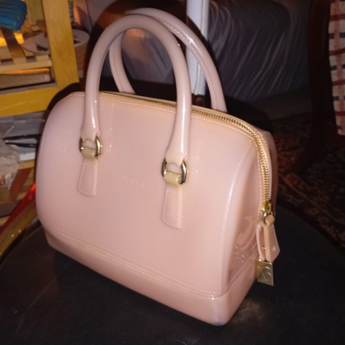 Furla Candy Bag Boston bag, nude pink glossy PVC