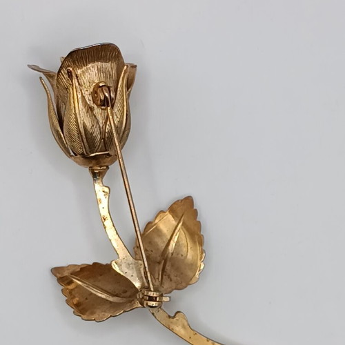 Giovanni vintage rose brooch, gold plated metal