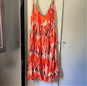 XXLOVE Plus size εμπριμέ πορτοκαλι αέρινο φορεμα