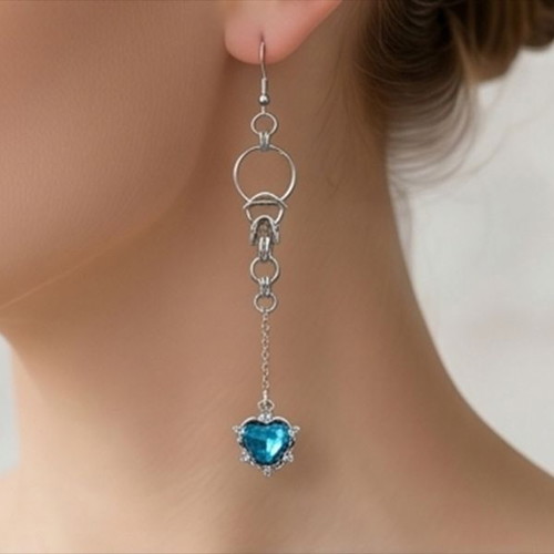 Byzantine Steel Earrings with Blue Heart Charms new