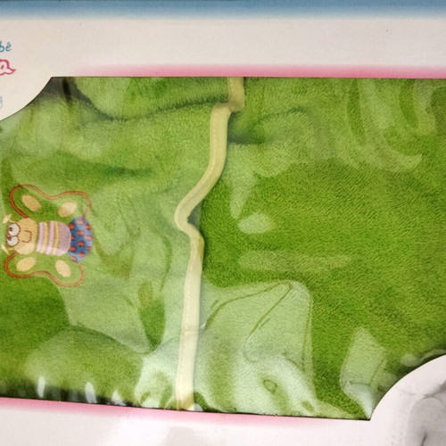 Baby Hooded Towel with Embroidery green, 100% cotton, new