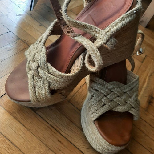 Wedge platform women’s shoes rope size 39 like new, summer, beige