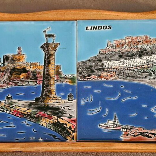 Vintage serving tray from Rhodes with tiles like new