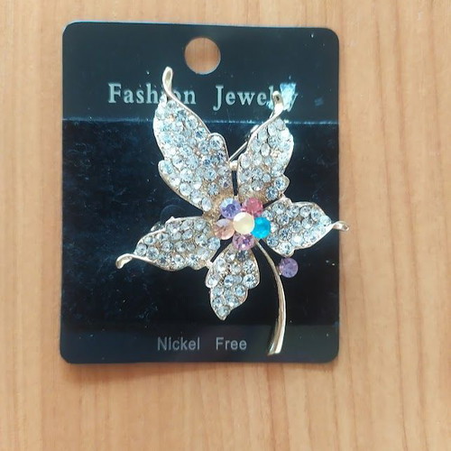 Flower brooch with rhinestones new, multicolor
