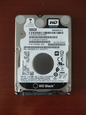 WD Black Laptop Hard Drive 500GB 2.5" 7200 RPM like new