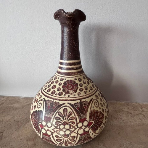 Ceramic Corinthian vase replica, 18cm height