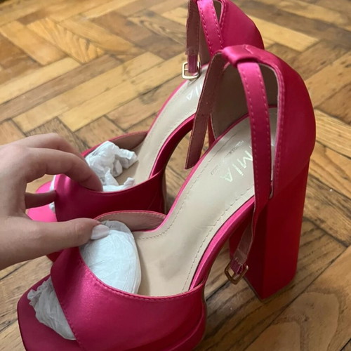 Women's platform sandals like new, size 40, pink satin