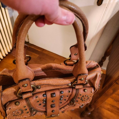 Vanity shoulder bag used, leather brown