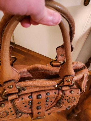 Vanity shoulder bag used, leather brown