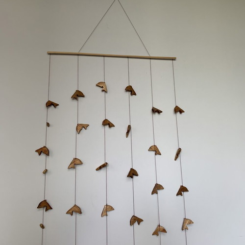 Mobile with 30 Wooden Dolphins New Wall Decoration