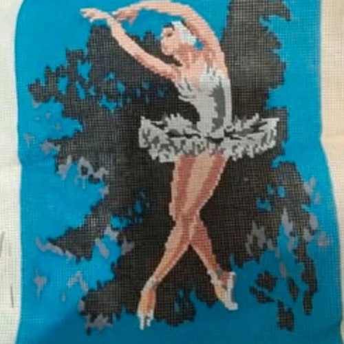 Royal Paris gobelin with ballerina design used, blank canvas 25x30